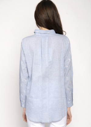 Jessica Graaf Chambray Shirt With Flower Embroidery